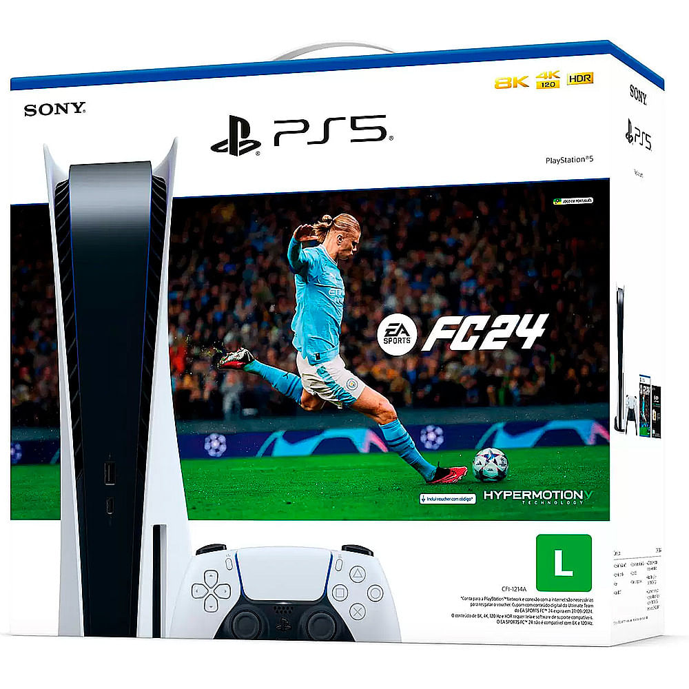 Playstation 5 Sony, 825GB, 1 Controle Sem Fio, Standard com Disco