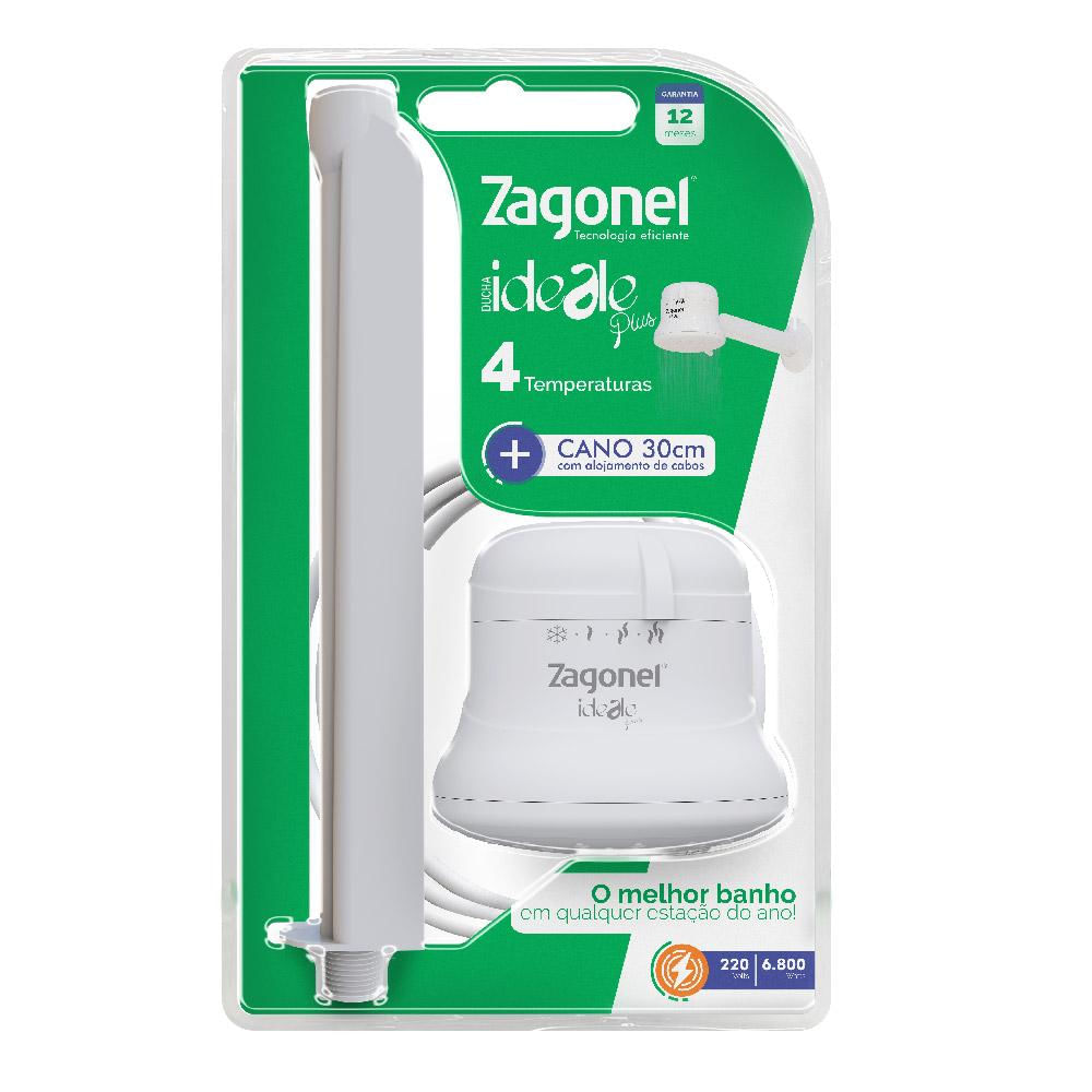 Ducha Ideale Plus 4 Temperaturas com Cano 5500W Zagonel