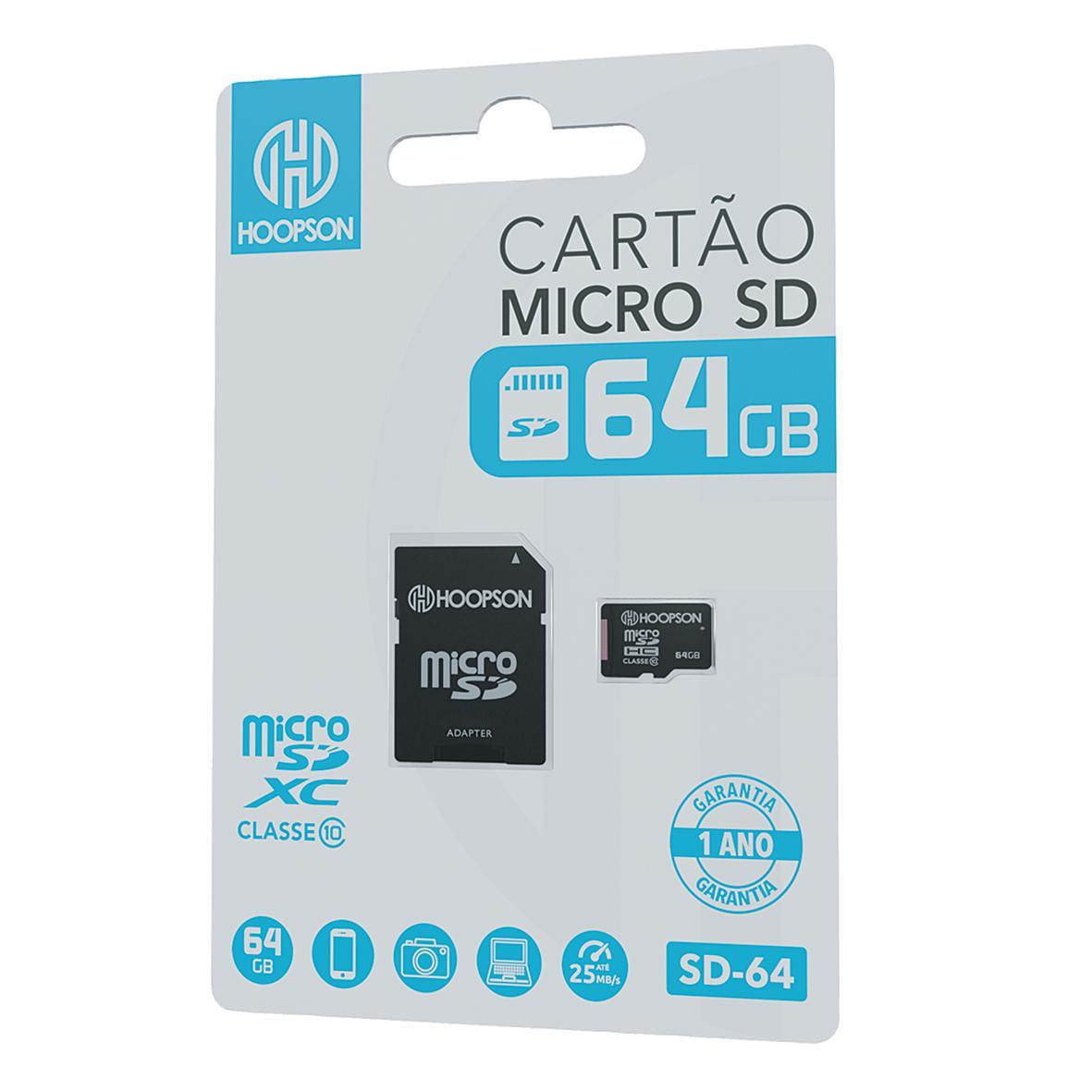 Cartão de Memória MicroSD 64GB Hoopson SD64