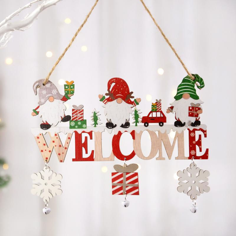 Enfeites de Madeira de Gnome Papai Noel 2024 para Decoração de Natal