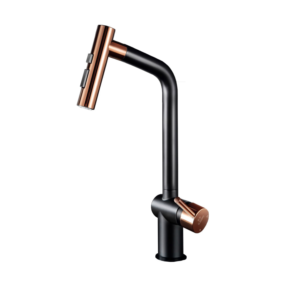 Torneira Misturador Monocomando Higold Piniz 980128 de Bancada Preto / Rose Gold