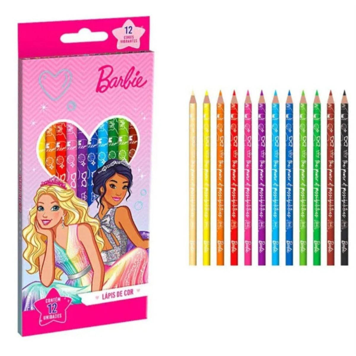 LÁPIS DE COR BARBIE - SEXTAVADO - 12 CORES - 643557 - TRIS