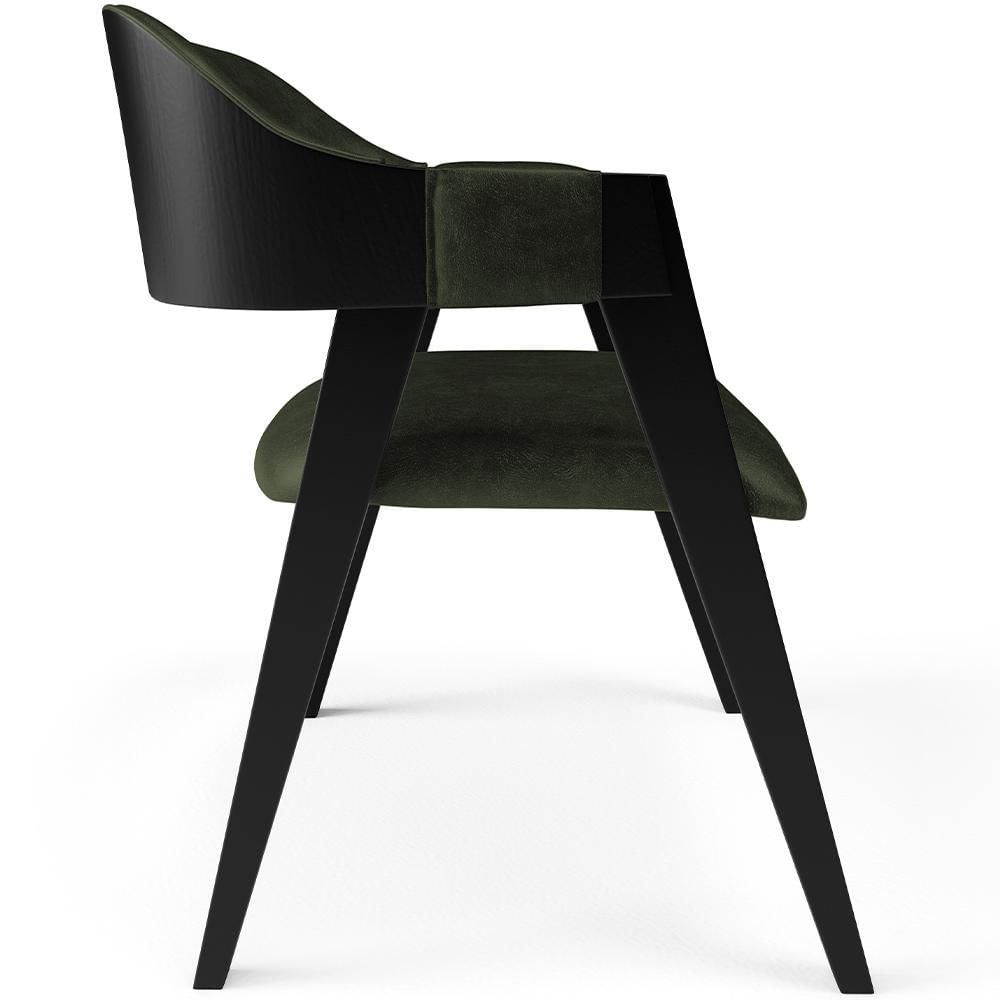 Cadeira Para Sala de Jantar Estar Living Estofada Suran L02 Preto Couríssimo Verde Musgo - Lyam Decor