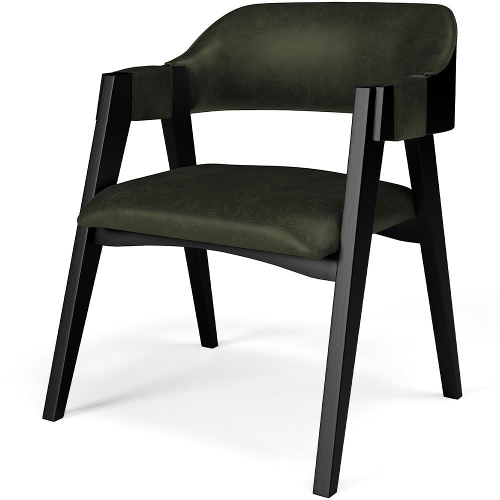 Cadeira Para Sala de Jantar Estar Living Estofada Suran L02 Preto Couríssimo Verde Musgo - Lyam Decor