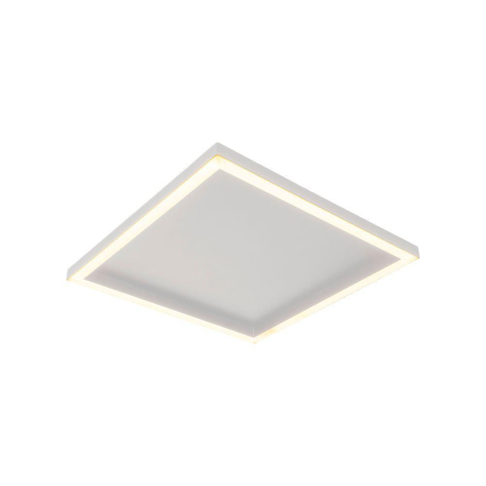 Plafon Led Blumenau Square De Sobrepor 15w Bivolt Branco Fosco 2700k Luz Amarela