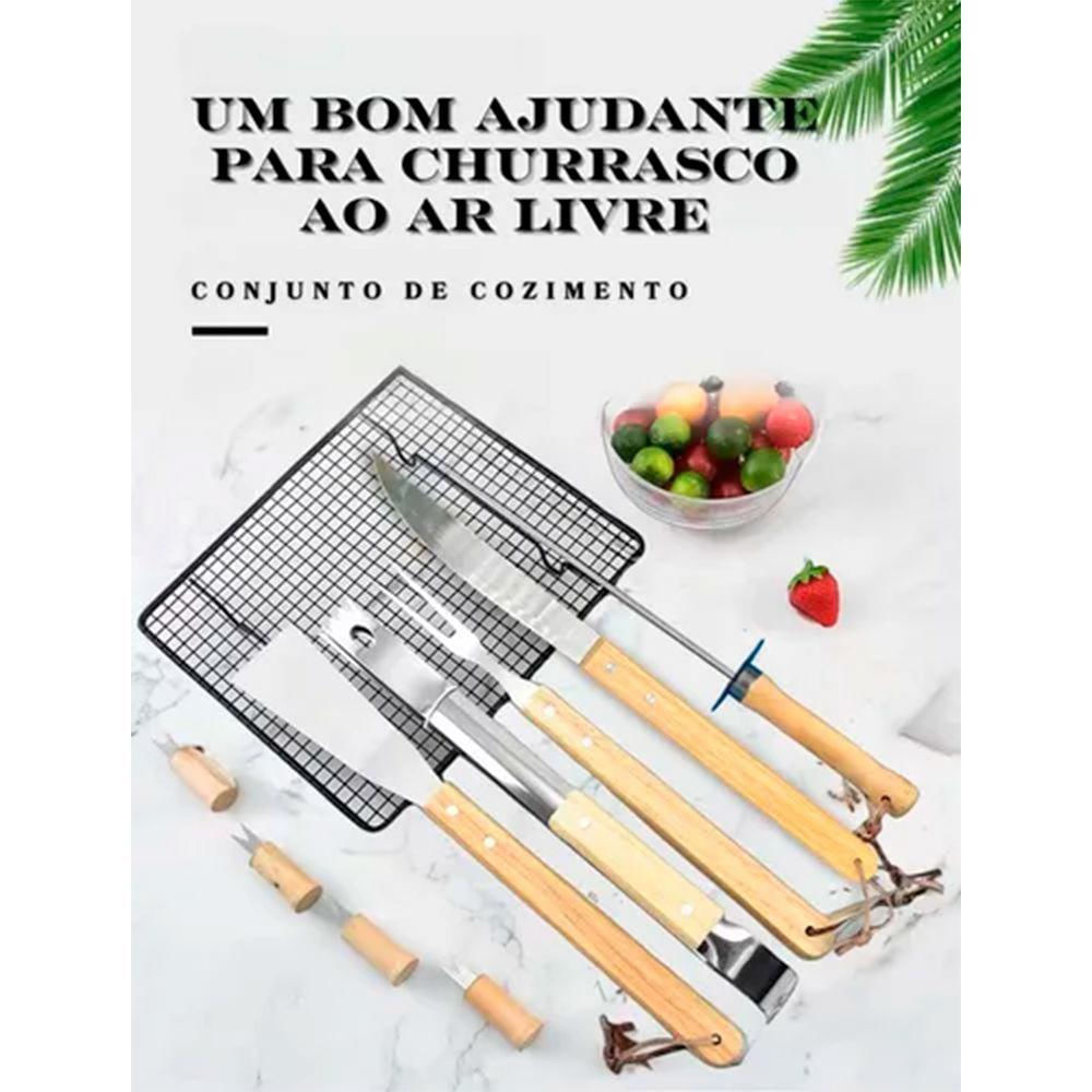 Kit Churrasco Aço Inox 10pç Com Estojo