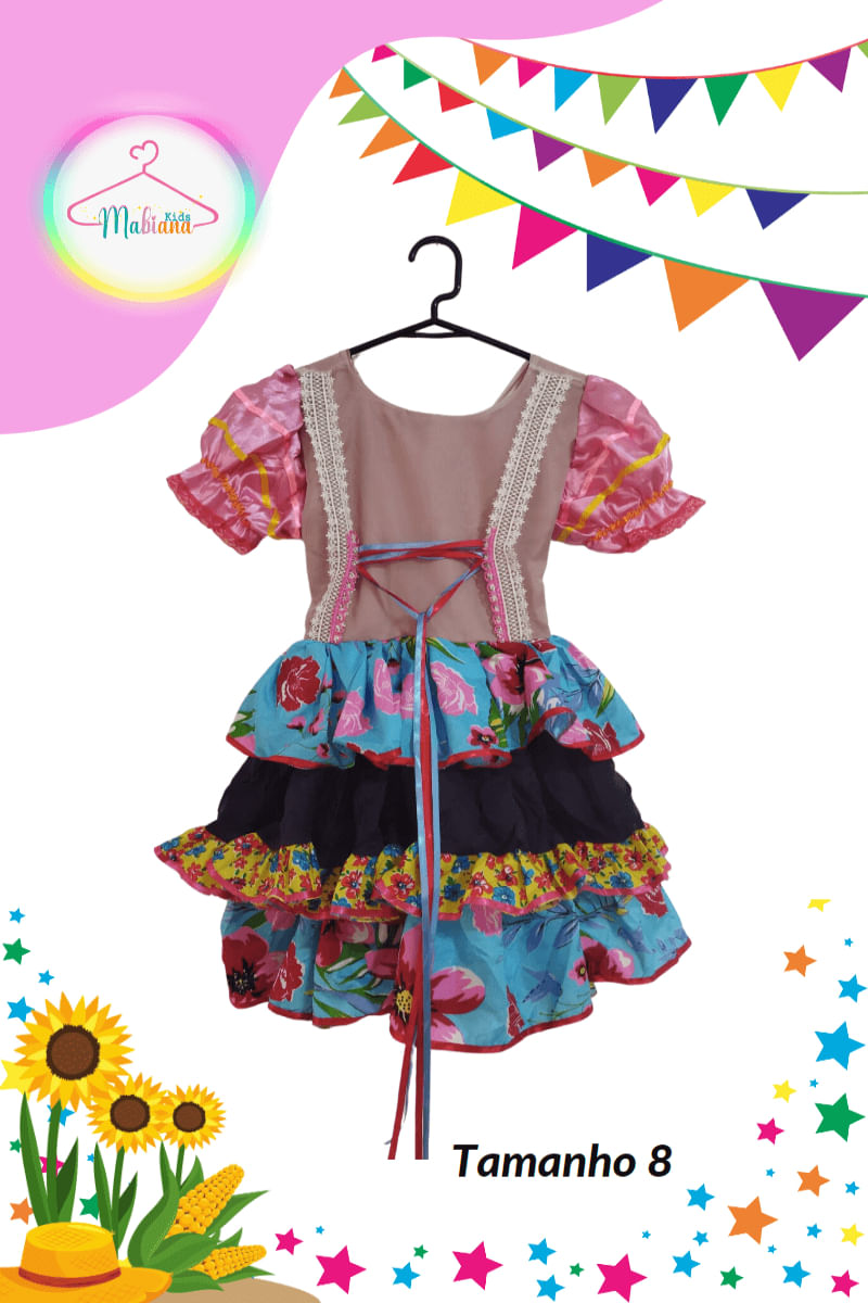 Vestido Junino infantil colorido (Tam. 8)