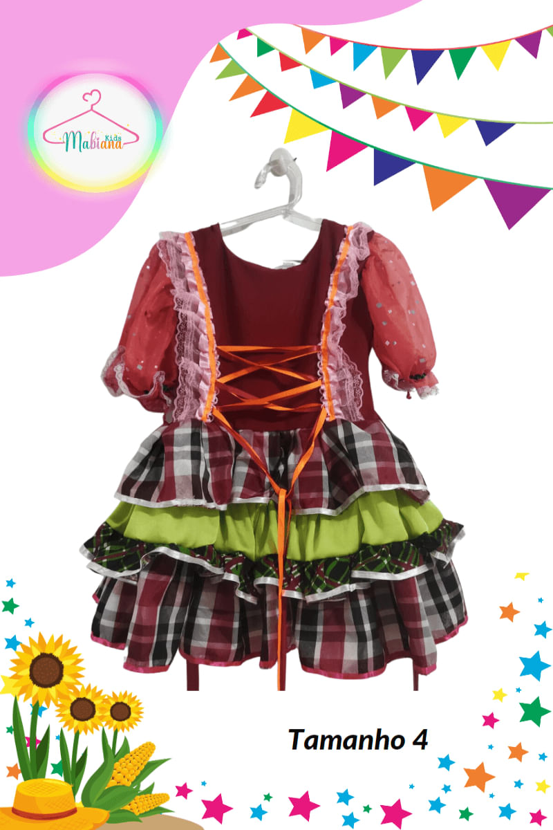 Vestido Junino infantil colorido (Tam. 4)