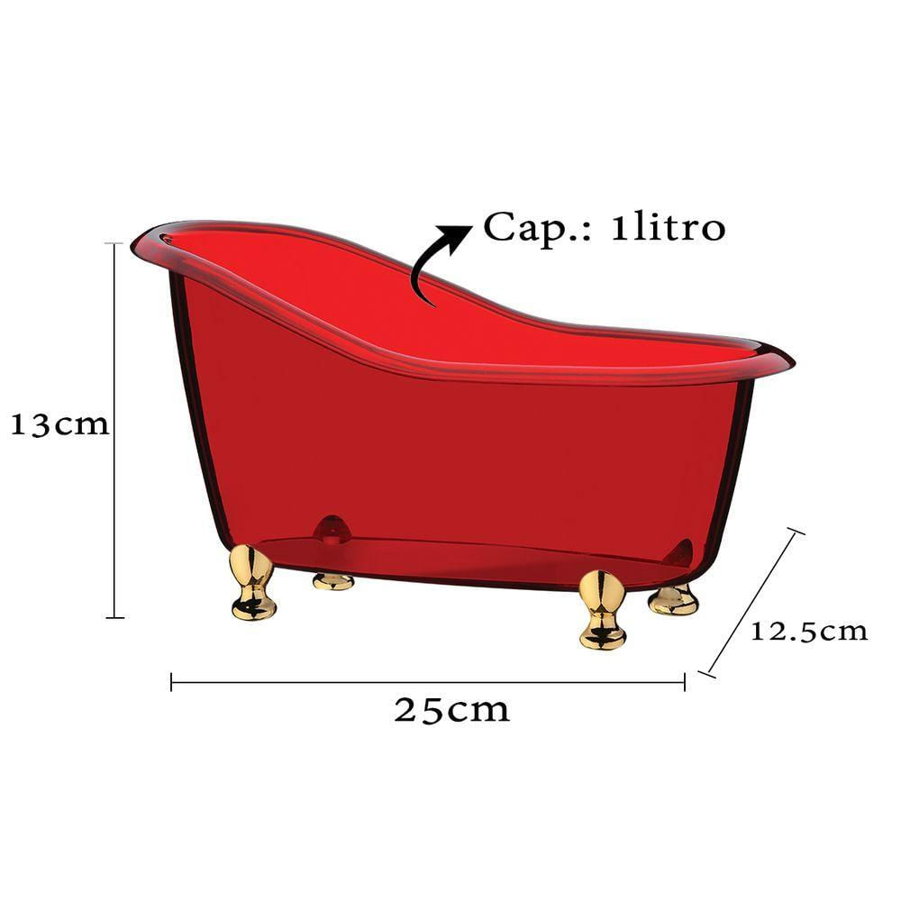 Organizador Banheiro Forma De Banheira Porta Creme Maquiagem Cor:vermelho