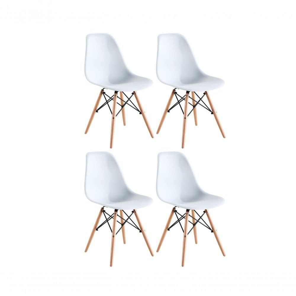 Kit 04 Cadeiras Eames Charles Eiffel - Branco Branco