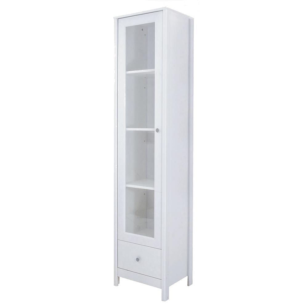 Cristaleira 1 Porta Vidro 1 Gaveta 180x43 Cm E962 Branco Dtall Branco