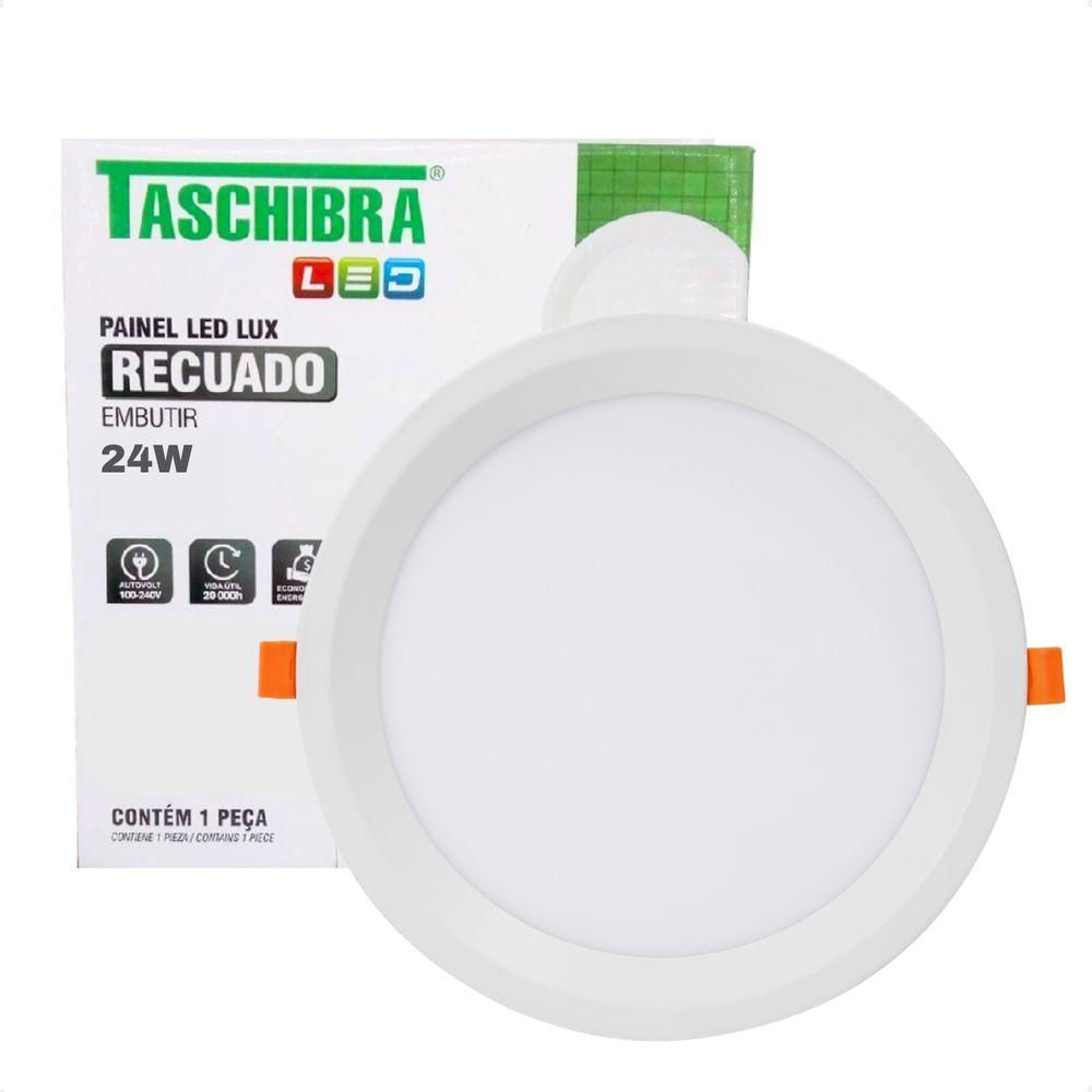 Kit 4 Painel De Led Redondo Embutir Recuado 24w Bivolt Taschibra 6500k Frio