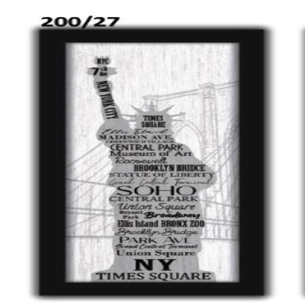 Quadro Decorativo New York Estatua Liberdade Frases Eua 60cm Moldura Sala Consultorio Lavabo Escritorio Canvas