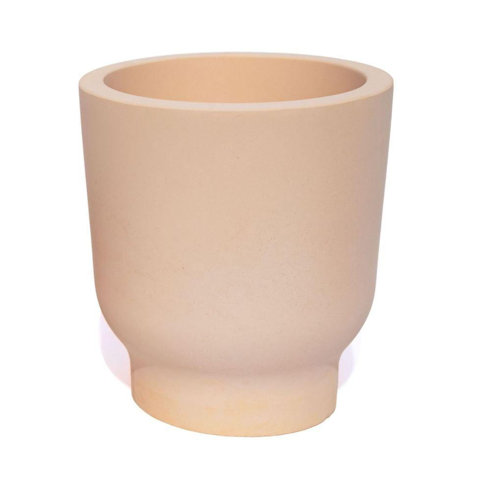 Vaso Decorativo Garrafa Invertida Lisa 9,5cm Em Cimento Artesanal Palha