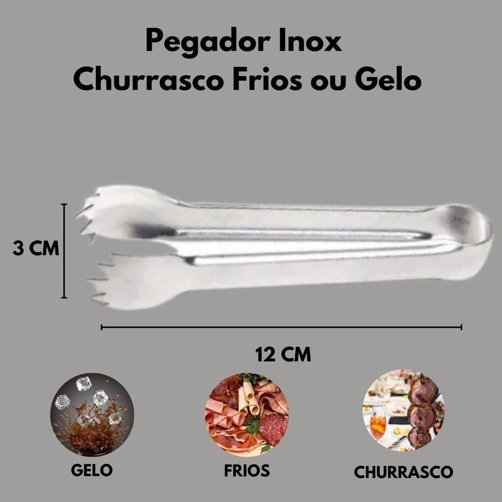 Pegador Inox Carnes Multiuso Pegador Pinça Gelo Drinks