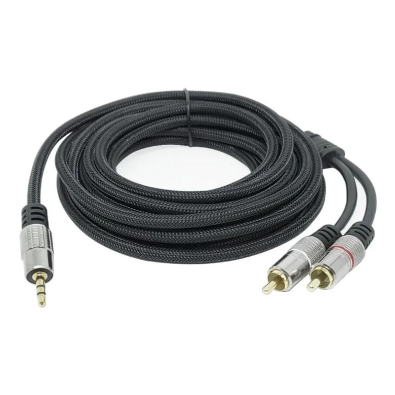 Cabo Audio Auxilia P2 Fone De 5 Metros Para Rca Caixa De Som