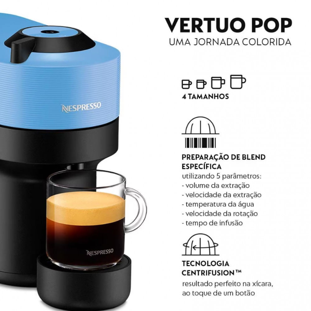 Máquina de Café Nespresso Vertuo Pop com Kit Boas-Vindas Azul / 220V