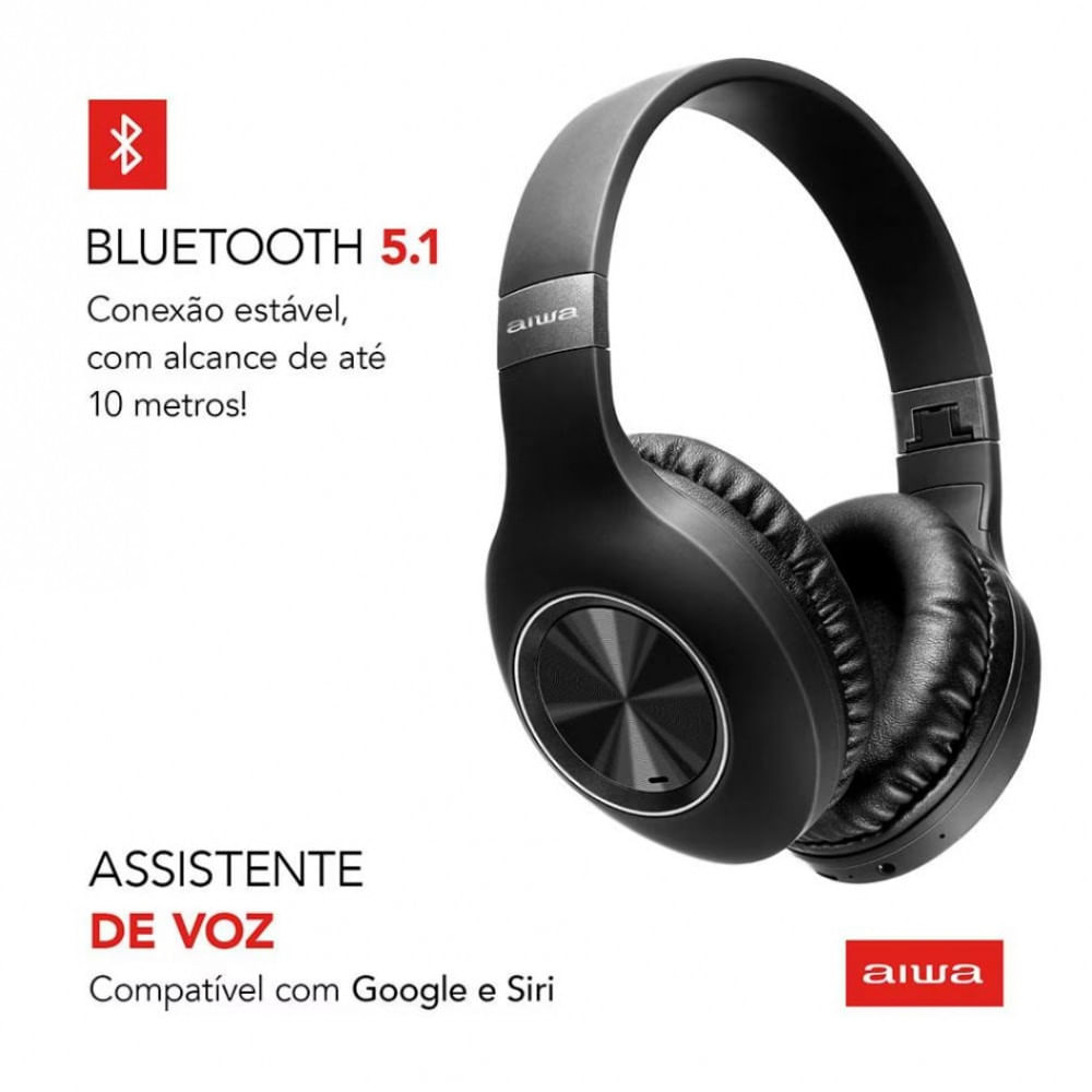 Headphone Aiwa AWS-HP-02-B Preto