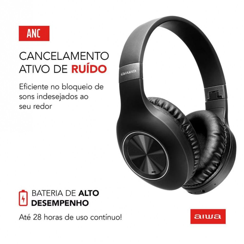 Headphone Aiwa AWS-HP-02-B Preto