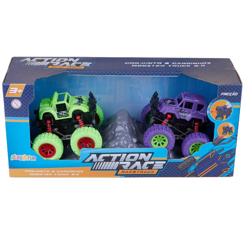 Conjunto com 2 Carros Monster Truck 2.0 com Fricção Play&Fun