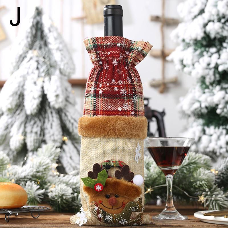 Capa de Garrafa de Vinho Decorativa para Natal - Papai Noel, Boneco de Neve, Rena L