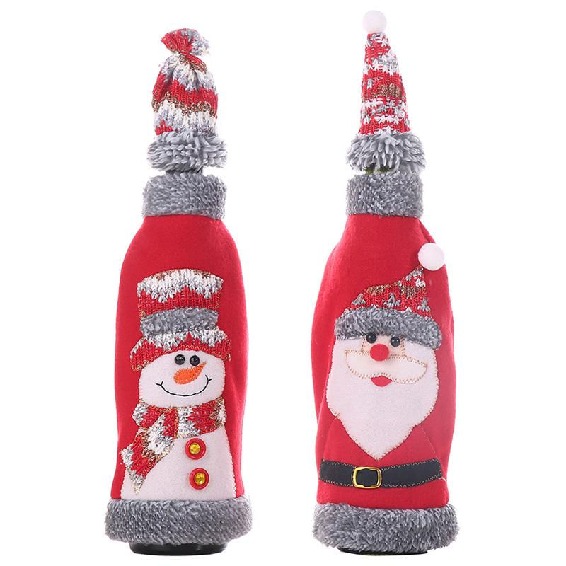 Capa de Garrafa de Vinho Decorativa para Natal - Papai Noel, Boneco de Neve, Rena L