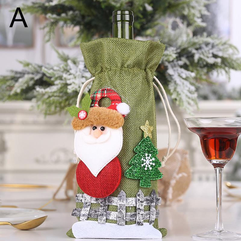 Capa de Garrafa de Vinho Decorativa para Natal - Papai Noel, Boneco de Neve, Rena L