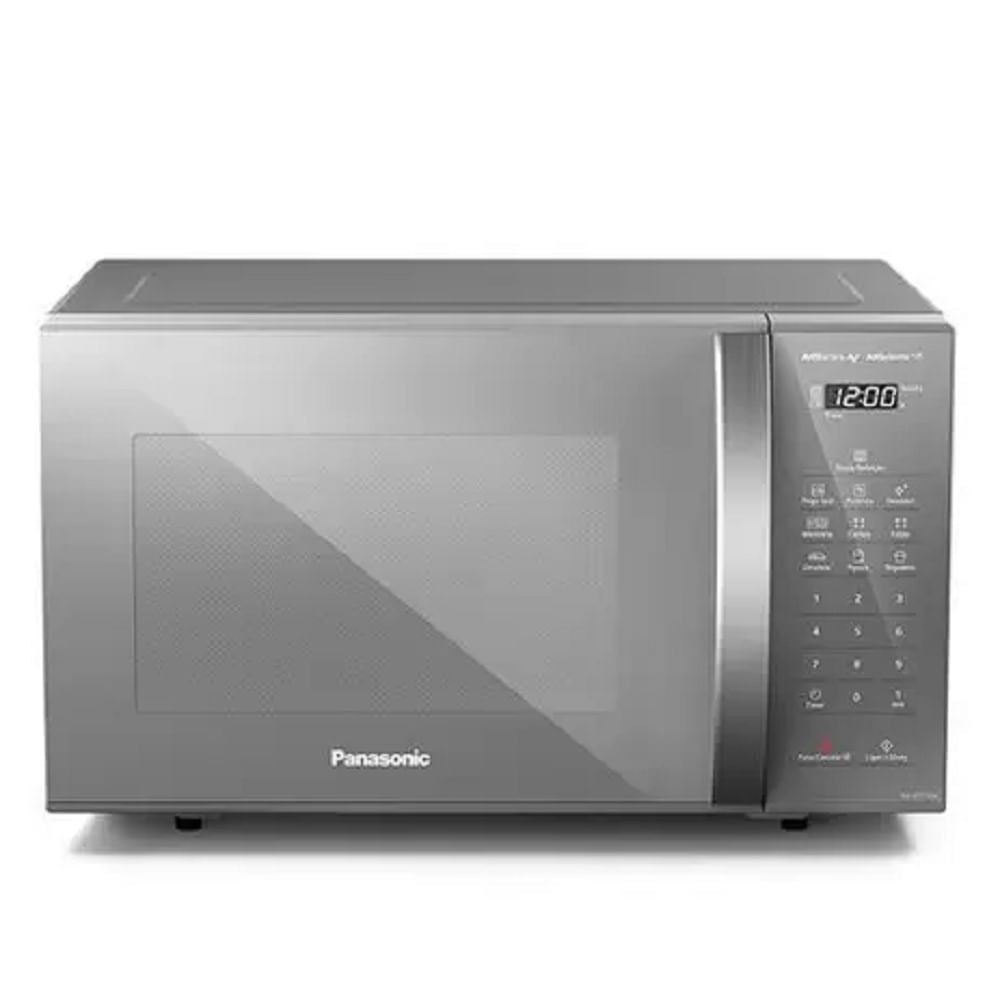 Micro-ondas Panasonic de Bancada Tecnologia Dupla Refeição 27L Prata 110V NN-ST55LMRUN