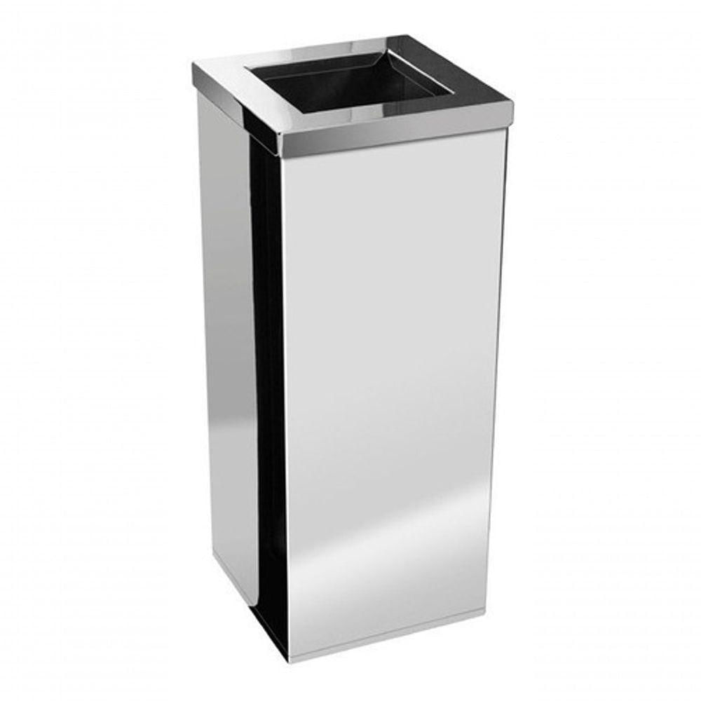 Lixeira Inox Quadrada Com Aro Em Inox 36 Litros.