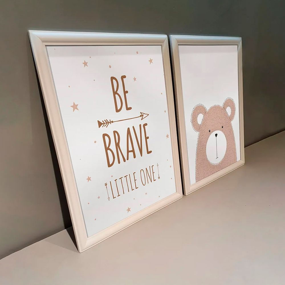 Kit 2 Quadros Decorativos Meu Rodapé Be Brave 34x44