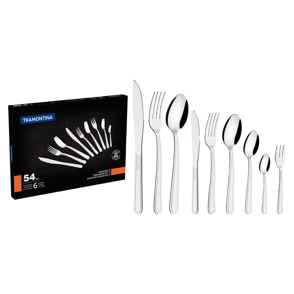 Jogo de Talheres 54 Peças Tramontina Buzios 23799077 Inox