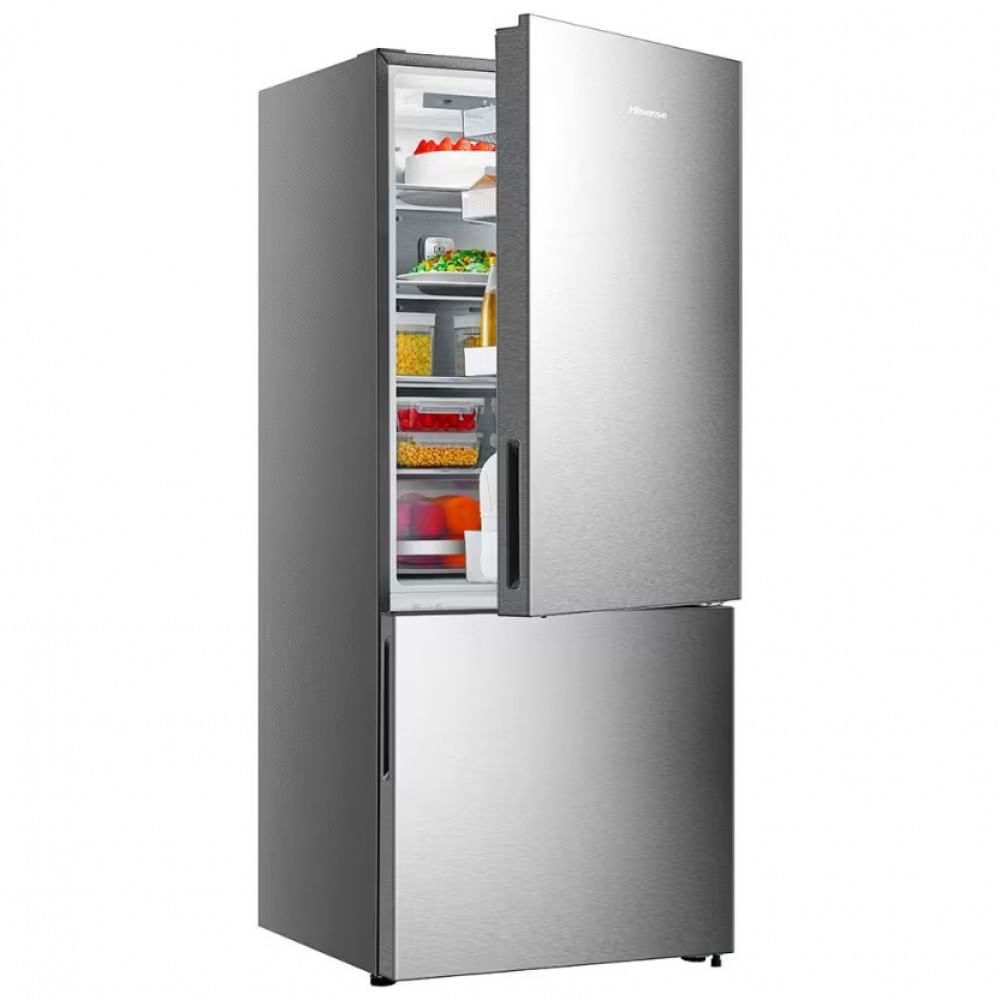 Geladeira Hisense Botton RB-52W Frost Free Tecnologia Inverter Portas Reversíveis e Painel Touch 397 Litros Inox / 110V