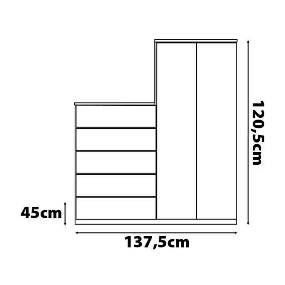 Cômoda Sapateira Roma com 2 Portas e 5 Gavetas Bartira Avelã/Cappuccino