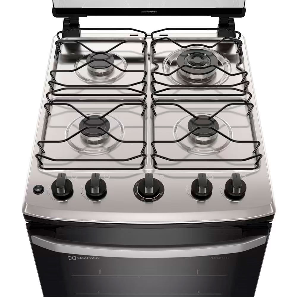 Fogão Electrolux 4 bocas Efficient FE4IB com Mesa Inox, PerfectCook, VaporBake e Acendimento Automático Branco / Bivolt