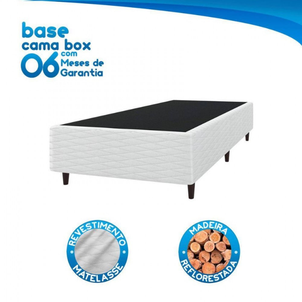 Base Box de Solteiro Umaflex New Itália com Revestimento em Jacquard 38x88x188cm Branco