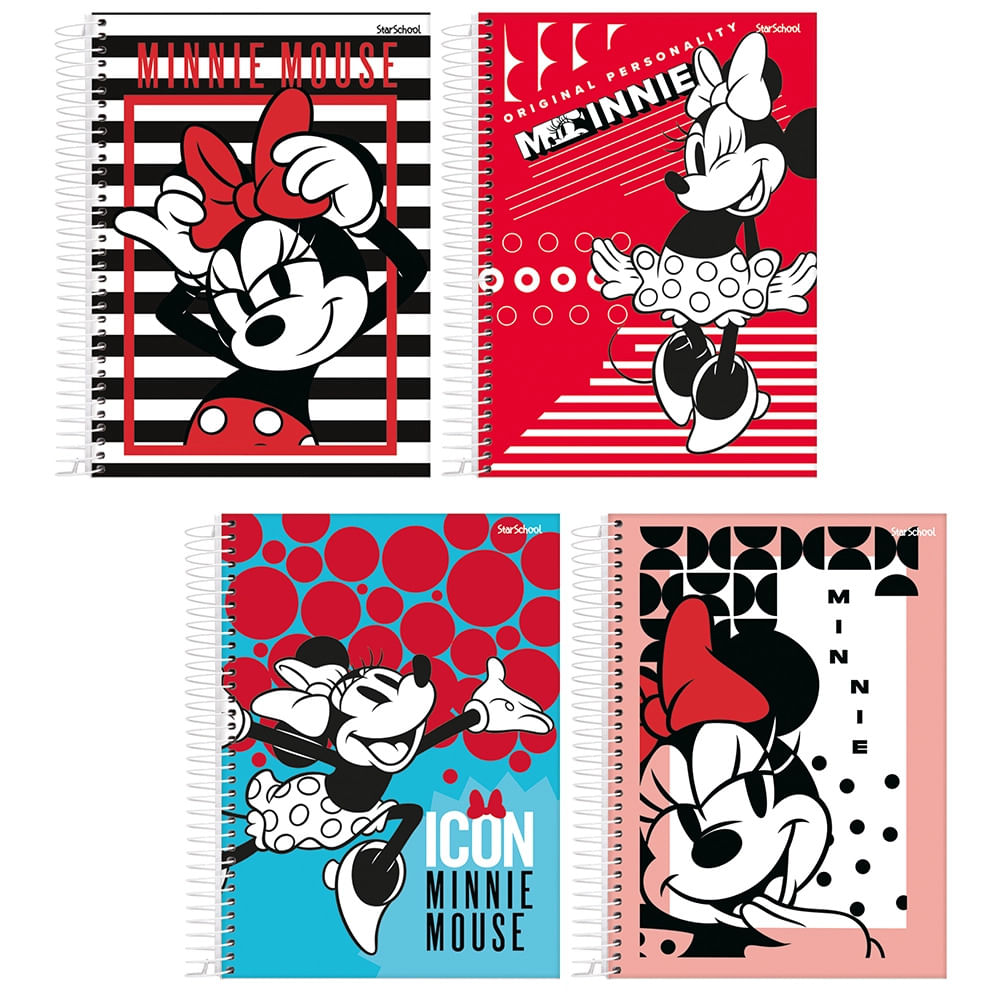 Caderno 1/4 Espiral Arcom Starschool Minnie 80 Folhas - Item Sortido