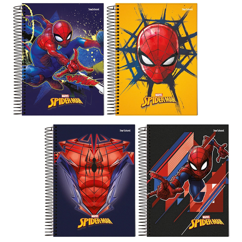 Caderno 1/4 Espiral Spider 80F Starschool São Domingos - Item Sortido