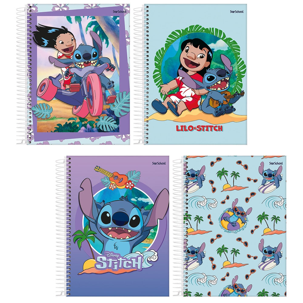 Caderno 1/4 Espiral São Domingos Starschool Stitch 80 Folhas - Item Sortido