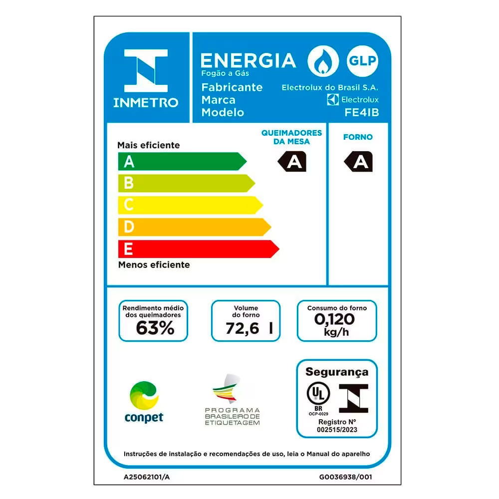 Fogão Electrolux 4 bocas Efficient FE4IB com Mesa Inox, PerfectCook, VaporBake e Acendimento Automático Branco / Bivolt