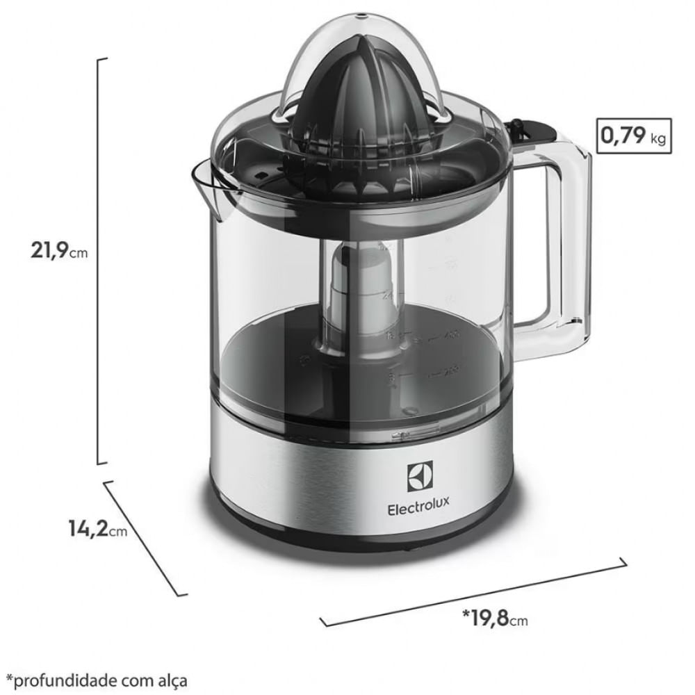 Espremedor de Frutas Efficent ECP10 com 2 Cones 800 ml e 30 W Electrolux Preto / 220V