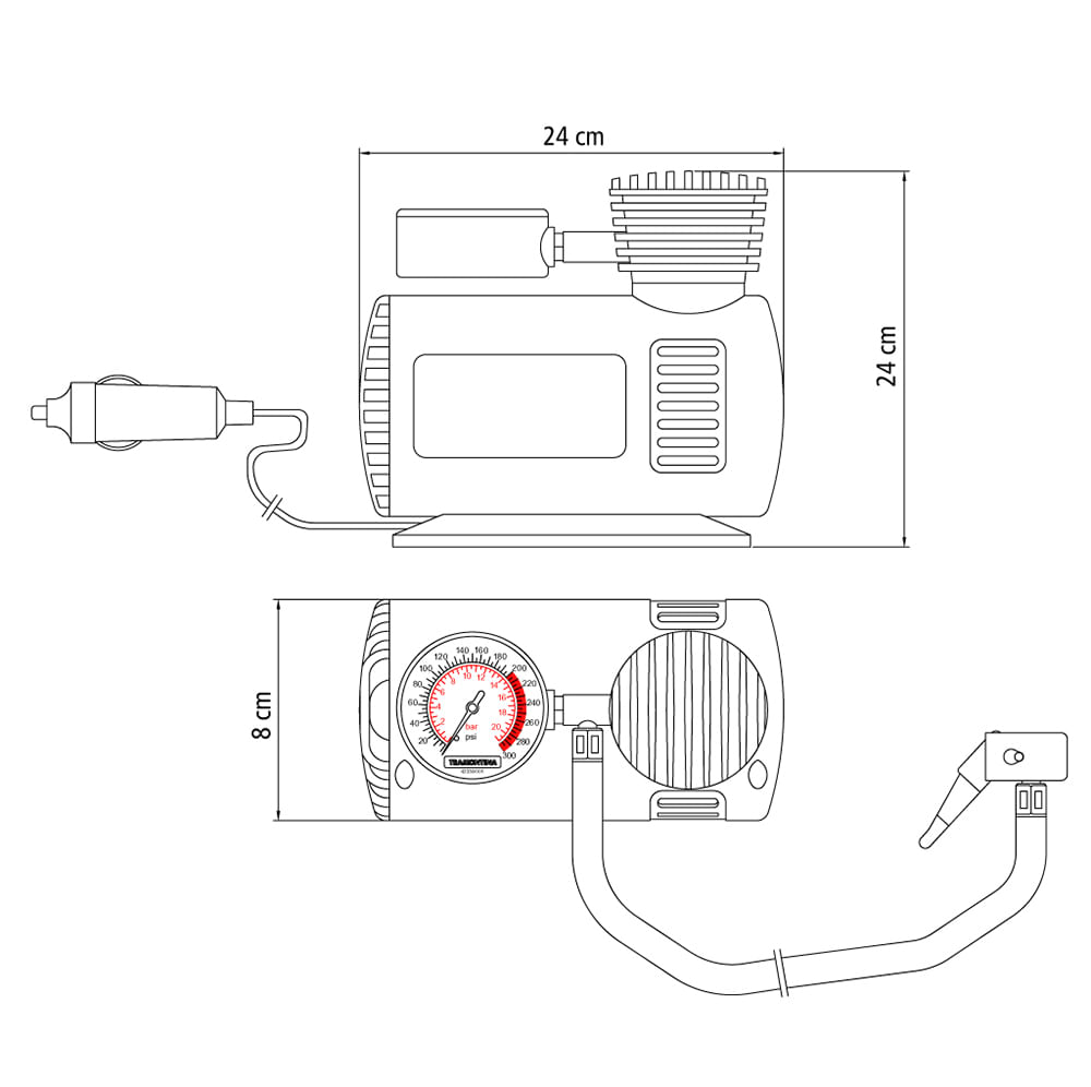 Mini Compressor Portátil Tramontina 42330/00 - 12V 50W