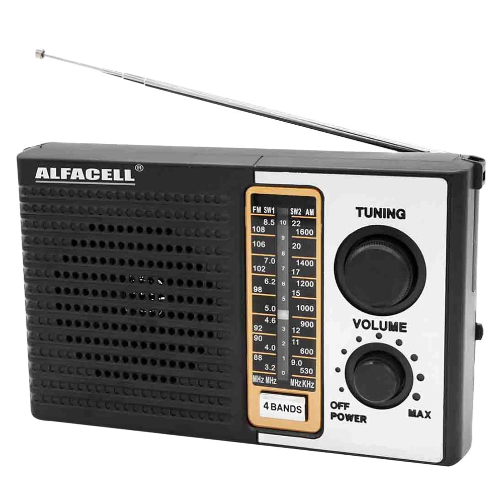 Rádio Portátil Alfacell AL0010 AM/FM Recarregável Preto