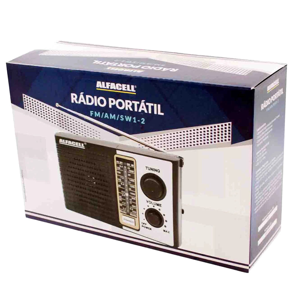 Rádio Portátil Alfacell AL0010 AM/FM Recarregável Preto