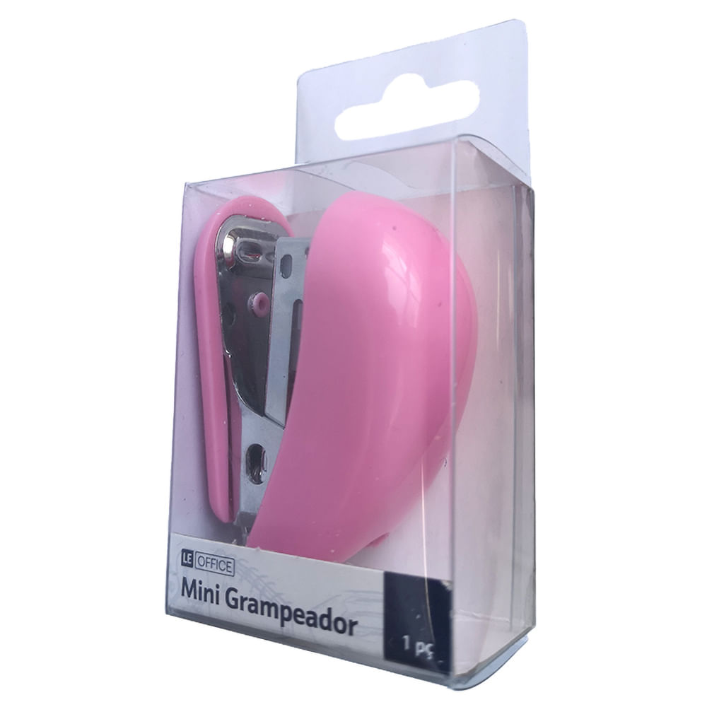 Mini Grampeador Le nº 26/6 e 24/6 até 15 Folhas Rosa