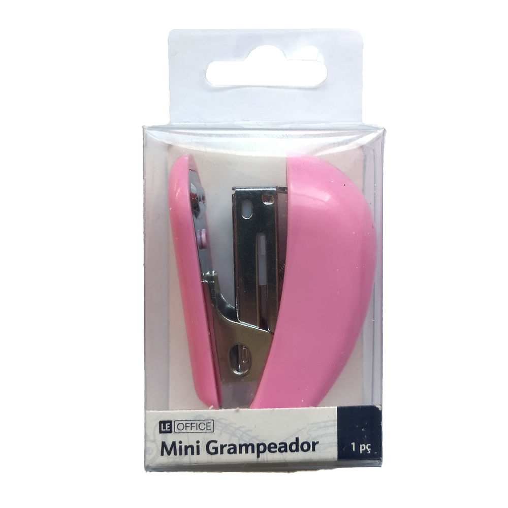 Mini Grampeador Le nº 26/6 e 24/6 até 15 Folhas Rosa