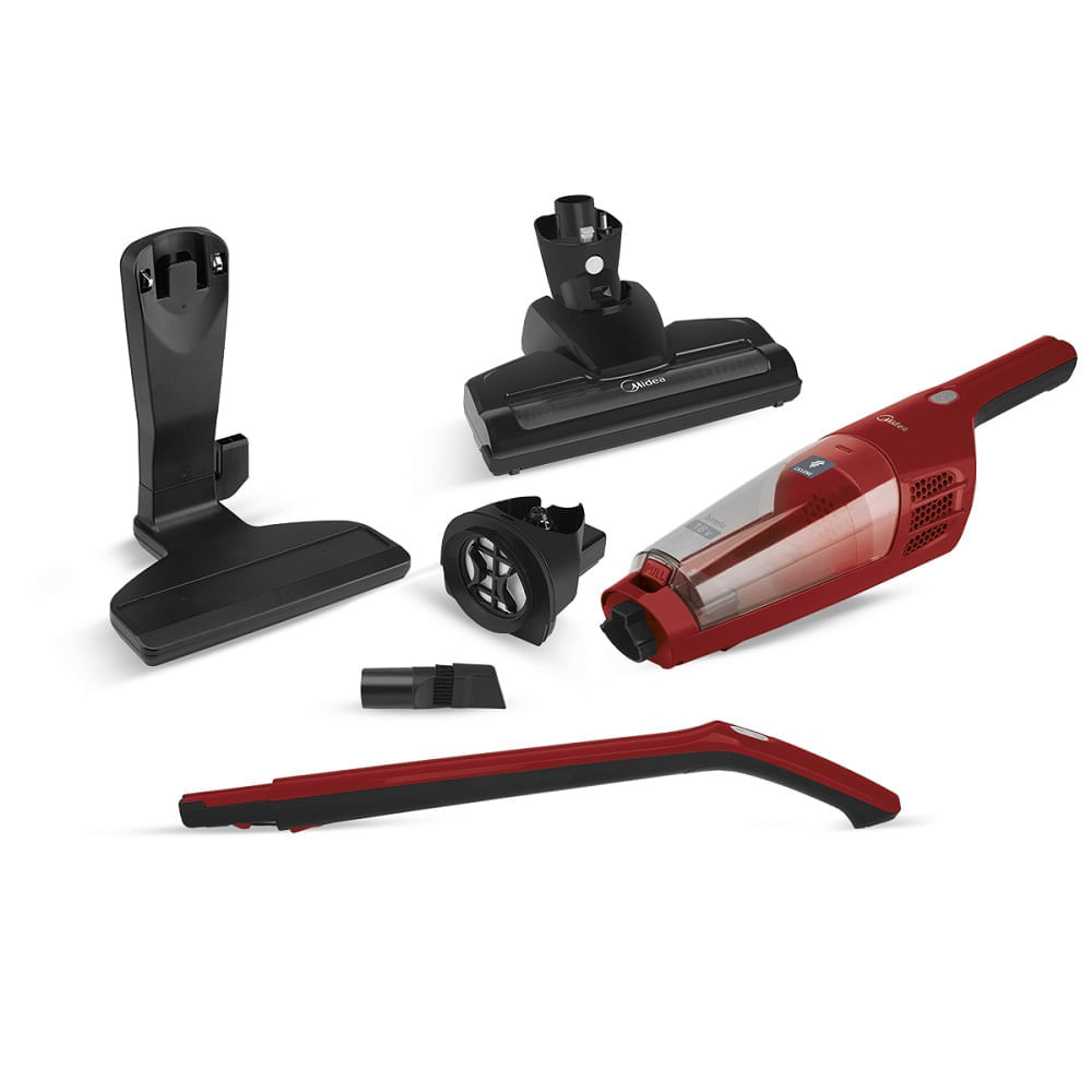 Aspirador de Pó Vertical Midea 2 em 1  Preto e Vermelho VSC15B - Bivolt Bivolt