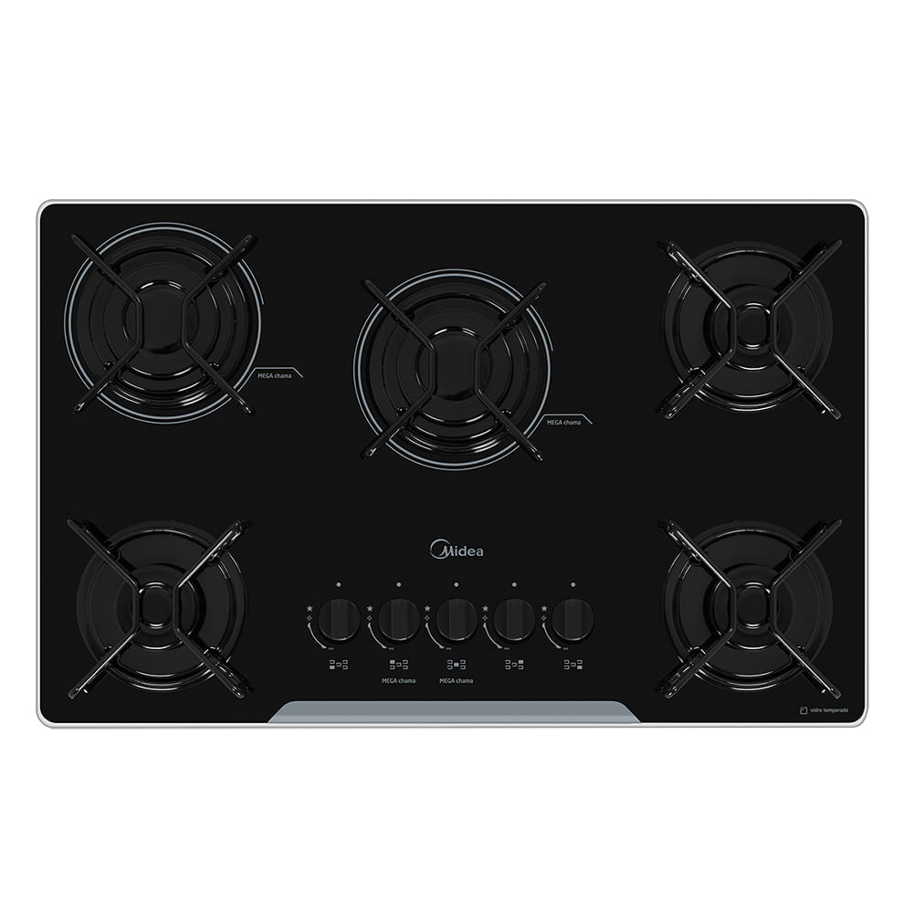 Cooktop Midea 5 Bocas com Mesa de Vidro Preto MD-GV50 – Bivolt