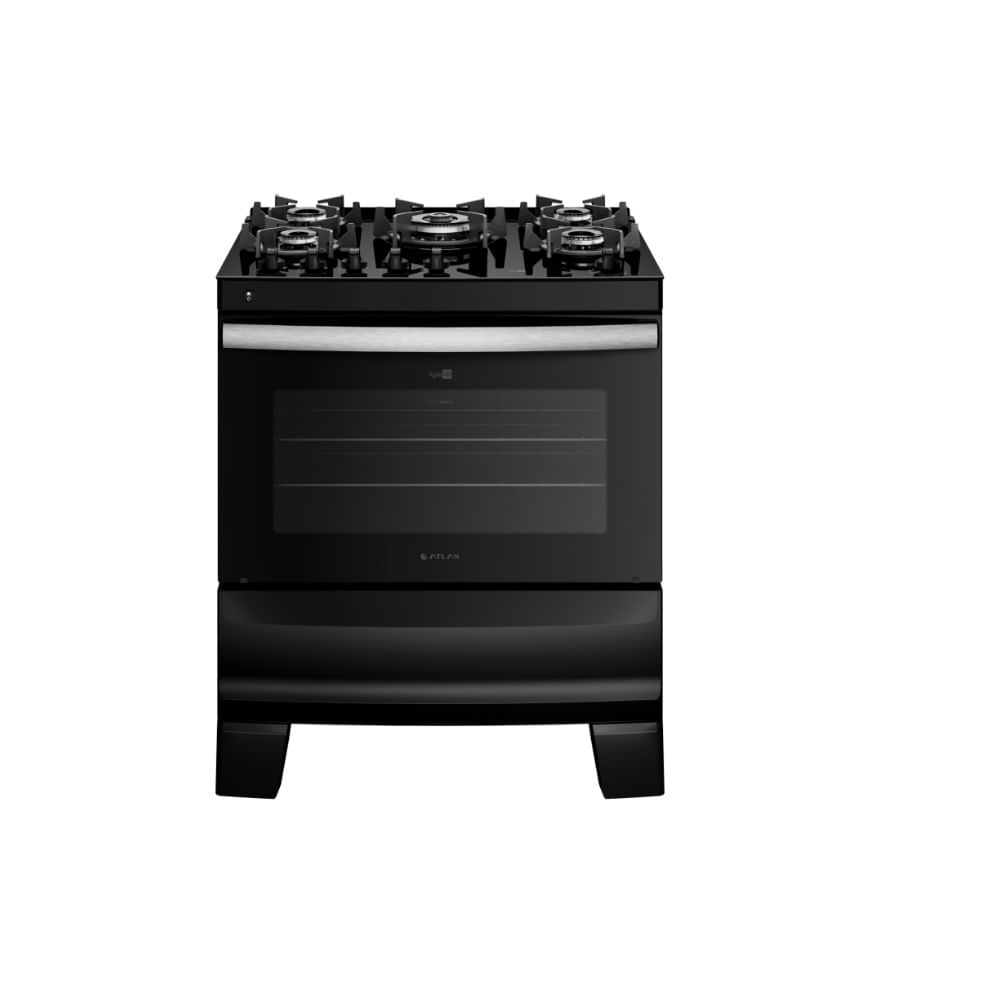 Fogão de Piso Atlas 5 Bocas com Mesa de Vidro Agile Up Glass Preto – Bivolt Bivolt