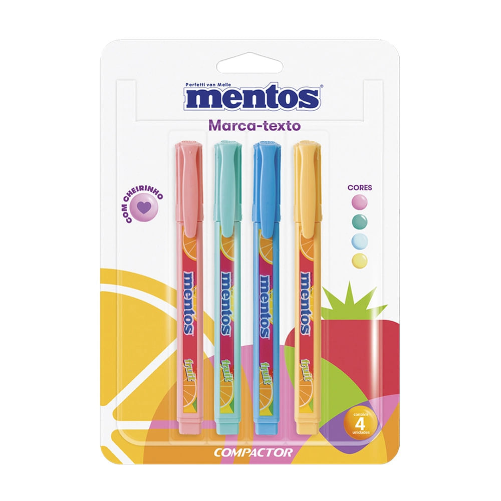 Marcador de Texto Compactor Mentos 4 Cores