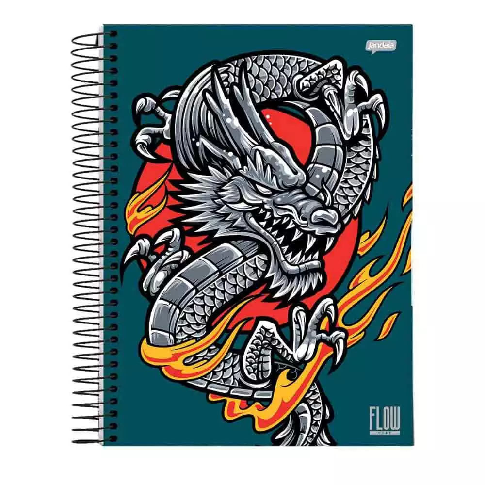 Caderno Universitário Jandaia Flow Espiral Capa Dura 10 Matérias 160 Folhas - Item Sortido